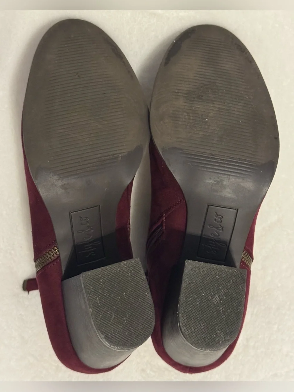 Style & Co. Women’s Masrina Wine Color Double Zip Heel Ankle Boots Size 7